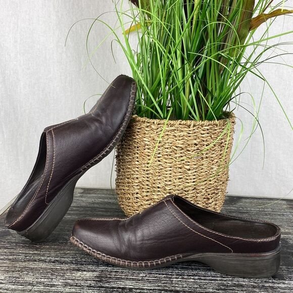 Timberland Brown Leather Slip On Mule Clog Shoe 9 - Picture 3 of 9